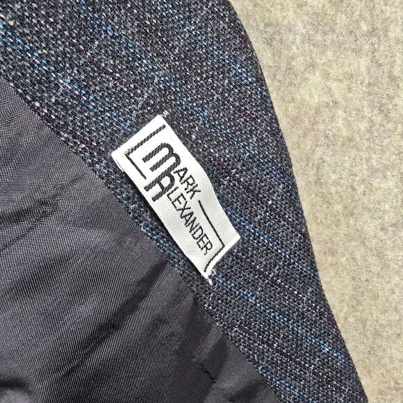 Mark Alexander Plaid Blazer Jacket & Skirt Set Gray Wool Blend Fully Lined - Picture 7 of 16